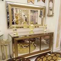 Offre spéciale nouveau design de table console couleur or moderne simple avec ensemble de miroirs