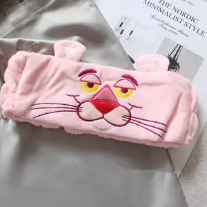 Bordado Boutique Cartoon Pink Panther lovely diadema bordada, diadema de maquillaje facial deportiva personalizable