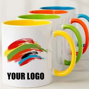 Custom 11oz Porcelain Mugs <b>Cup</b> Gift Sublimation Blanks White Outer Coating Colored Inside 11 oz Ceramic Mugs With Colored Handle - Product Image 4