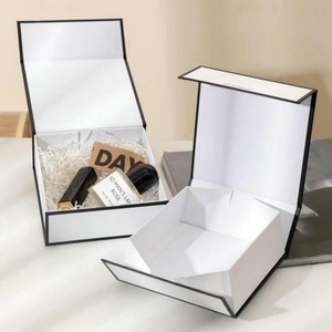 Customizable <b>White</b> Black Folding Gift <b>Boxes</b> Fashionable Cardboard Cases for Perfume Birthday Anniversary Presents Logo Embossing - Product Image 2