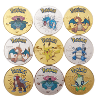 NOUVELLES pièces de monnaie Pokemon en or et argent, pièce commémorative dorée Pikachu, pièce de monnaie en métal ronde Pokemon Charizard, pièces de monnaie de collection Pokemon