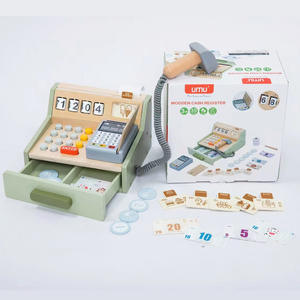HappyJack <span class=keywords><strong>jeu</strong></span> pour enfants en bois Shopping <span class=keywords><strong>Settlement</strong></span> jouet supermarché caisse enregistreuse distributeur automatique de pièces pour garçons filles Promotion - Product Image 3