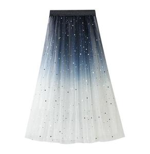 Ecowalson Jupe <span class=keywords><strong>tutu</strong></span> en maille à sequins étoiles féeriques pour femmes Jupe longue en tulle brillante à taille élastique - Product Image 2