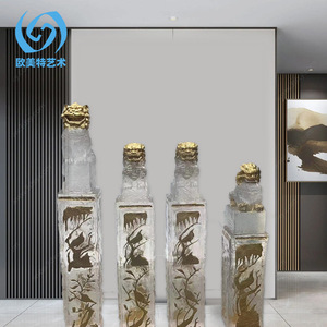 Figura de León de Resina Transparente Estilo Chino, Escultura Pixiu para Decoración del Hogar, Entrada, Sala de Estar, Hotel, Villa, Artística - Product Image 4