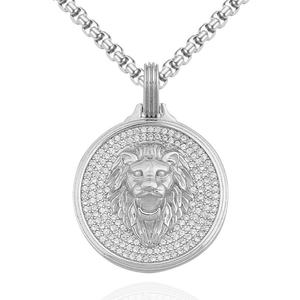 Collier Pendentif Tête de Lion en Argent Sterling 925 Plaqué Or avec Strass pour Homme – Bijou Hip Hop Populaire - Product Image 6