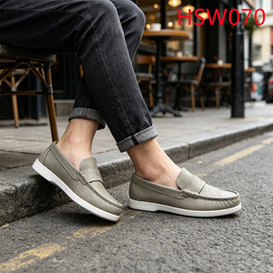 Chaussures bateau classiques en cuir pleine fleur vertes, cousues main, légères, pour la marche quotidienne, antidérapantes, pour le <span class=keywords><strong>marché</strong></span> européen HY - Product Image 1
