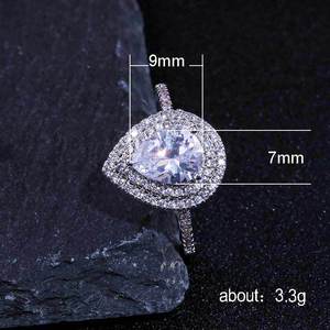 Pear Shape Teardrop <b>Crystal</b> <b>Ring</b> for Women Elegant Office Daily Wear Fashion Accessories - Product Image 5