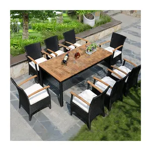 Lazer jardim cadeiras pátio vime mesa e cadeiras set outdoor jantar mesa e cadeiras