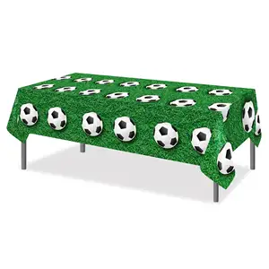 スポーツサッカーサッカーデザインプリントPEテーブルカバーパーティーデコレーション130X220cmパーティー用品用プラスチックテーブルカバー