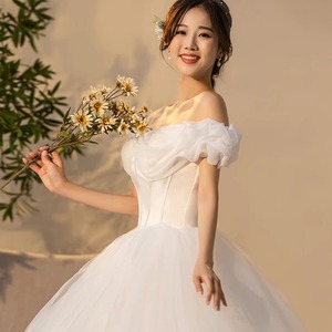 <span class=keywords><strong>Robe</strong></span> <span class=keywords><strong>de</strong></span> <span class=keywords><strong>mariée</strong></span> sans bretelles en cristal léger, nouveau style 2025, épaules dénudées, manches bouffantes, pour femmes enceintes, <span class=keywords><strong>princesse</strong></span>, taille cintrée - Product Image 4