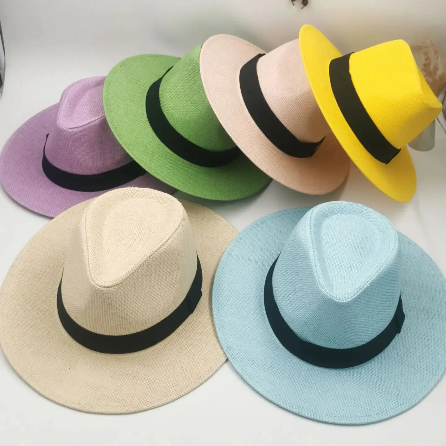 Venta caliente Nuevo estilo Verano Al Aire Libre Casual Protector solar Panamá Sombreros de paja de ala ancha