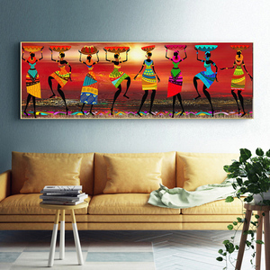 Living Room Home Decor Tribale Danza Immagine donna africana arte della tela di canapa della pittura di stampa - Product Image 5