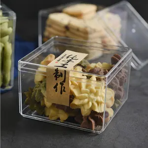 Recipiente retangular de plástico transparente descartável, recipiente para alimentos/caixa de doces/embalagem de recipientes para biscoitos