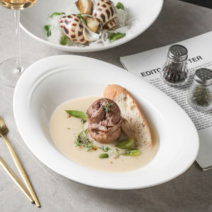 Plato hondo de 10,5 pulgadas, cuencos de forma ovalada Premium, cuenco de <span class=keywords><strong>sopa</strong></span> de fideos de cerámica blanca nórdica <span class=keywords><strong>con</strong></span> forma de <span class=keywords><strong>huevo</strong></span> para el hogar - Product Image 6