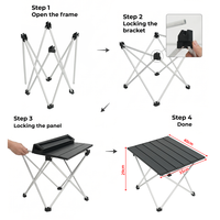 Table de camping pliante moderne en aluminium de petite taille - Légère et pliable avec sac de transport, mobilier d'extérieur pour pique-nique, randonnée et plage