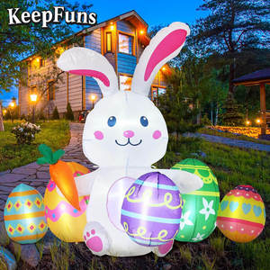 KeepFuns Inflatable <strong>Easter</strong> Bunny With Colorful Eggs Carrot LED Light <strong>Outdoor</strong> Yard Garden Holiday Decoration <strong>Easter</strong> Yard <strong>Decor</strong> - Product Image 1
