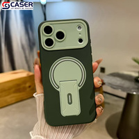 Onzichtbare magnetische houder contrastkleur draadloos opladen 2-in-1 TPU+PC multifunctionele hoesjes met skinfeel voor iPhone 11-17 serie