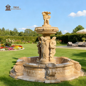 Tùy chỉnh tự nhiên Granite/đá cẩm thạch/đá đài phun nước Ai Cập bằng đá cẩm thạch màu vàng đài phun nước với đứng phụ nữ tượng cho ngoài trời - Product Image 2
