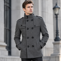 Manteau trench en laine sur mesure pour homme, coupe ajustée mi-longue, manteau d'hiver décontracté, vêtements d'extérieur tendance en gros