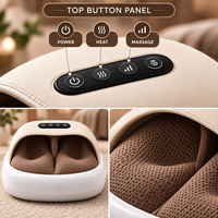 Appareil de massage des pieds marron café avec compression d'air, pétrissage Shiatsu, chaleur et couverture 3D complète du pied pour les soins des pieds à domicile