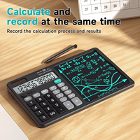 Calculatrice de bureau HX Truly à 12 chiffres avec fonction d'écriture manuscrite, bloc-notes intégré, double alimentation électronique, en plastique