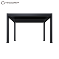 Pergola électrique en aluminium à toit motorisé, autoportante, imperméable, pour balcon extérieur, éco-responsable, pare-vent, stores solaires