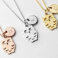 Collier pendentif personnalisé Qiuhan avec hibou et initiale, breloque hibou simple, bijoux personnalisés pour Halloween