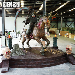 Estatua grande de Halloween Grim Reaper Scythe y Skeleton Horse-Decoración de miedo para interiores y exteriores para suministros de fiesta de Halloween - Product Image 5
