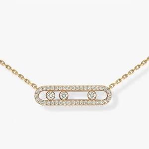 Collar Deslizante <span class=keywords><strong>de</strong></span> Alta Gama con Tres Diamantes <span class=keywords><strong>para</strong></span> <span class=keywords><strong>Mujer</strong></span>, Estilo Messi, <span class=keywords><strong>Cadena</strong></span> <span class=keywords><strong>de</strong></span> Clavícula Versátil, Colgante Fino - Product Image 4