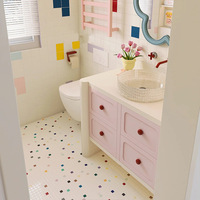 Carreaux de sol en céramique mosaïque colorés, surface émaillée antidérapante, 300x300mm, épaisseur 10mm, design contemporain pour salle de bain