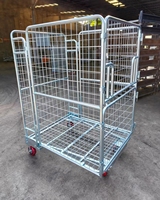 Chariot de stockage pliable en U à 3 côtés ouverts, taille personnalisée, pour supermarché, chariot logistique emboîtable en forme de U