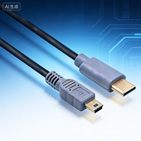 Kabel Adaptor OTG USB Type-C 3.1 USB Male Mini 5-Pin B dengan Selubung PVC, Konduktor Tembaga Murni untuk Ponsel dan Komputer, Pengisian Cepat 3A