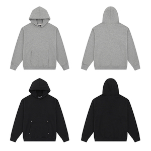 Felpe con Cappuccio <span class=keywords><strong>Oversize</strong></span> da <span class=keywords><strong>Uomo</strong></span> in Cotone Pesante 400G, Stile Streetwear con Ricami, Tinta Unita, per l'Autunno - Product Image 1