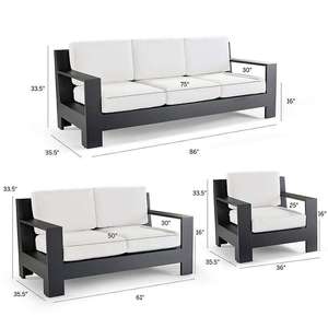 Muebles de Jardín Modernos de Aluminio Cepillado, Sofá de Metal para Exteriores con Cojín - Product Image 4