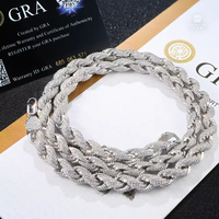Chaîne Torsadée GRA Certifiée Prix Usine Personnalisée Grand Rapper 8 mm Argent Sterling 925 Entièrement Sertie Moissanite Pour Hommes