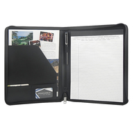 Custom Logo Executive A4 Leather Portfolio Folder Padfolio Office Use PU Business Documents File Folder Holder Organizer