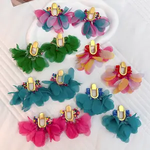 New Fashion Creative U-shaped Earrings Jewelry Handmade Seed Beads Personality Design Sense Cloth Tassel Earrings For Women
