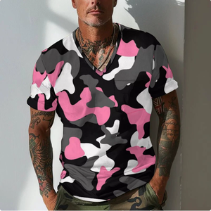 Camicia Casual vacanza spiaggia estate primavera uomo maglietta mimetica Henley camicia a maniche corte Designer retrò <span class=keywords><strong>Vintage</strong></span> <span class=keywords><strong>top</strong></span> verdi - Product Image 3