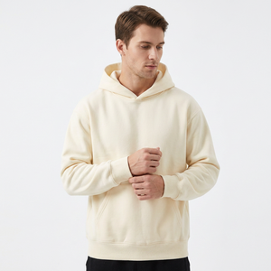 Sweat-shirt à capuche noir pour homme, coupe classique, en molleton de coton, décontracté, avec poche avant, pour l'automne - Product Image 2