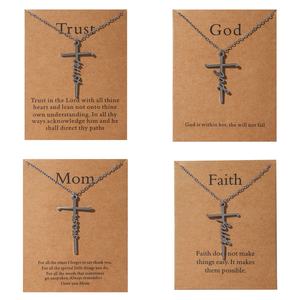 Collar con Colgante de Cruz de Acero Inoxidable, Regalos Cristianos Religiosos de Moda al por Mayor, Fe en Jesús, Bendecido - Product Image 4