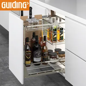 Armoire de cuisine à fermeture en plastique, organisateur de cuisine à 2 niveaux, tiroir-ustensiles à fermeture souple, étagères de rangement roulantes