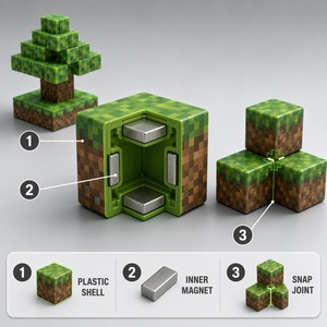 Blocs de construction magnétiques Rongheqiang 320 pièces, ensemble Pixel Art Fountain Park avec cubes magnétiques de 2 cm, jouet - Product Image 4