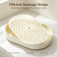 Plateau de rangement de table blanc crème avec grille d'égouttage amovible, pieds antidérapants, organisateur de comptoir de cuisine pour fruits et boissons