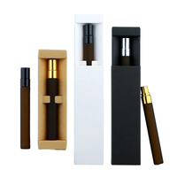 Botol parfum kaca bening Amber es 10ml dengan tutup semprot Atomizer isi ulang dalam kotak kertas penguji sampel aroma untuk parfum