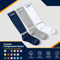 Chaussettes de compression sportives pour hommes, chaussettes de mollet en coton extensible haute performance pour la course à pied, l'entraînement et les exercices, chaussettes personnalisées