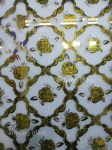 لوحة جدارية زجاجية من التيتانيوم الذهبي تصميم زهرة الثلج قطع زجاجية للحمام ورشة عمل شقة قاعة الديكور - Product Image 4