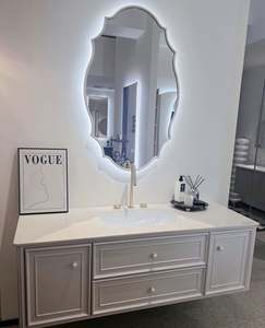 Meuble de salle de bain de haute qualité, nouveau, équipement de rangement avec tiroirs, luxe, bois massif et dessus en marbre de Carrare, laque blanche, vasque de salle de bain - Product Image 4