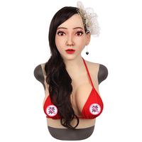 Masque de tête en silicone jeune fille visage seins pour homme à femme avec faux seins pour travesti transexuelle transgenre crosscommode