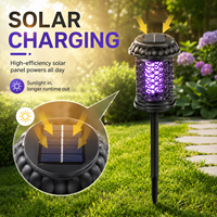 Lampe Solaire Anti-Moustiques Haute Efficacité pour Jardin Extérieur, Destructeur d'Insectes Électrique LED Étanche UV pour Patio et Cour