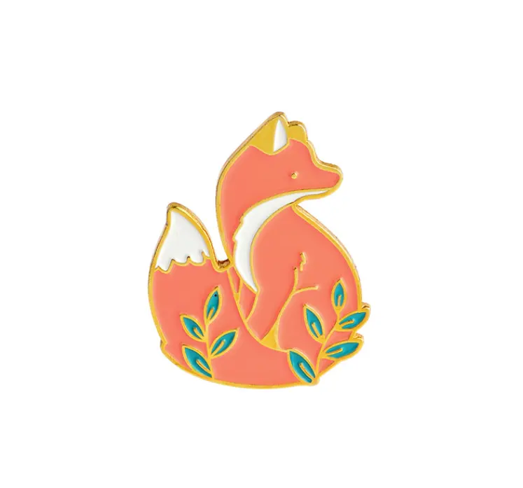 Red fox Bee Flower Enamel Pin Custom Brooches Denim Shirt Pin Buckle Badge Cartoon Animal Jewelry Gift for Kids Friends
